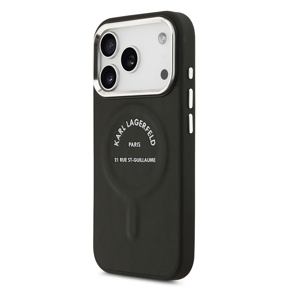 Apple iPhone 17 Pro Max Case Karl Lagerfeld Original Licensed M-safe Charging Feature Metal Camera and Button Design Paris RSG PU Leather Cover - 4