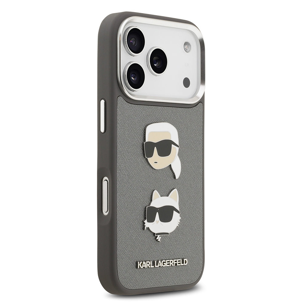 Apple iPhone 17 Pro Max Case Karl Lagerfeld Original Licensed Metal Logo K&C Heads Pin Cover - 12