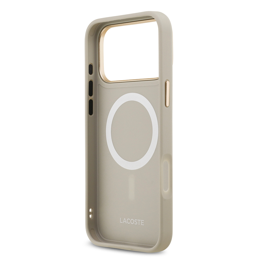 Apple iPhone 17 Pro Max Case Lacoste Original Licensed M-Safe Charging Feature Champs Elysees PU Leather Design Cover - 22