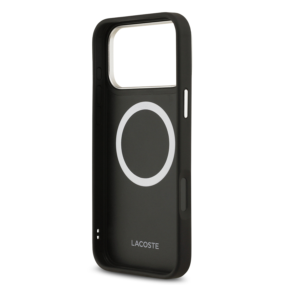 Apple iPhone 17 Pro Max Case Lacoste Original Licensed M-Safe Charging Feature Champs Elysees PU Leather Design Cover - 21