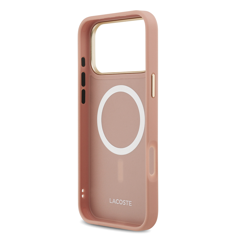 Apple iPhone 17 Pro Max Case Lacoste Original Licensed M-Safe Charging Feature Champs Elysees PU Leather Design Cover - 20