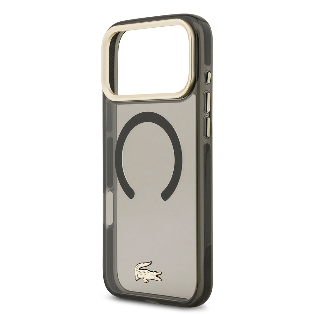 Apple iPhone 17 Pro Max Case Lacoste Original Licensed M-Safe Charging Feature Gold Crocodile Logo Frosted Cover - 15