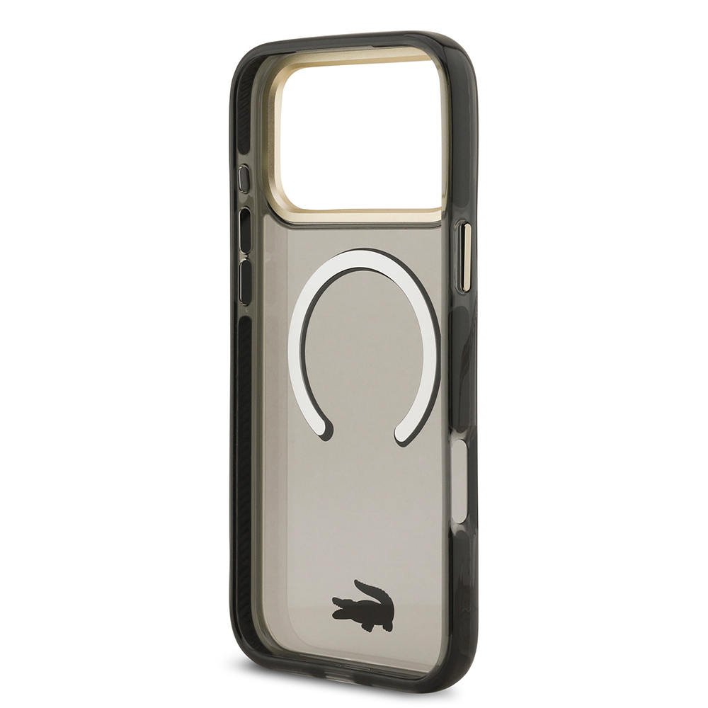 Apple iPhone 17 Pro Max Case Lacoste Original Licensed M-Safe Charging Feature Gold Crocodile Logo Frosted Cover - 16