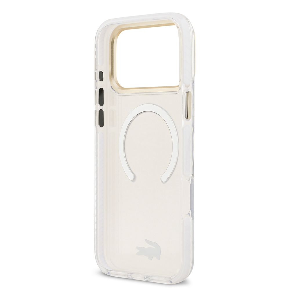 Apple iPhone 17 Pro Max Case Lacoste Original Licensed M-Safe Charging Feature Gold Crocodile Logo Frosted Cover - 22