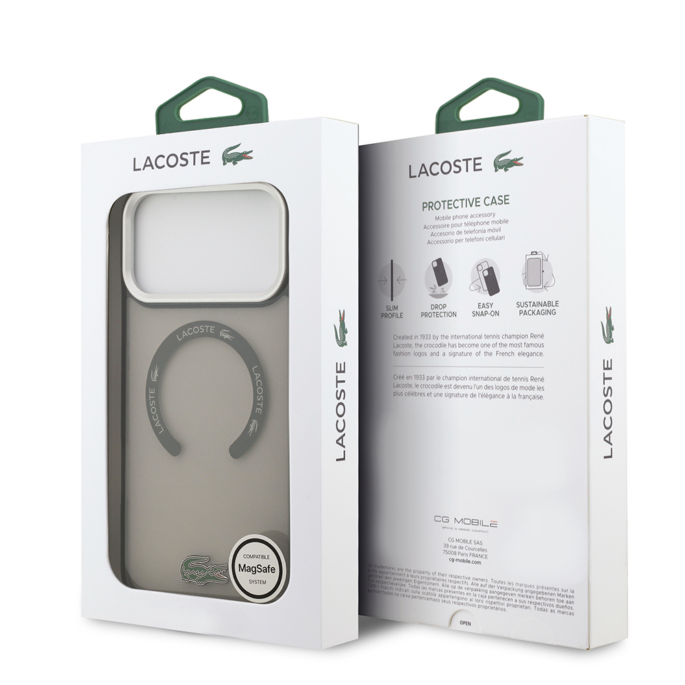 Apple iPhone 17 Pro Max Case Lacoste Original Licensed M-Safe Charging Feature Iconic Crocodile Logo Frosted Cover - 24