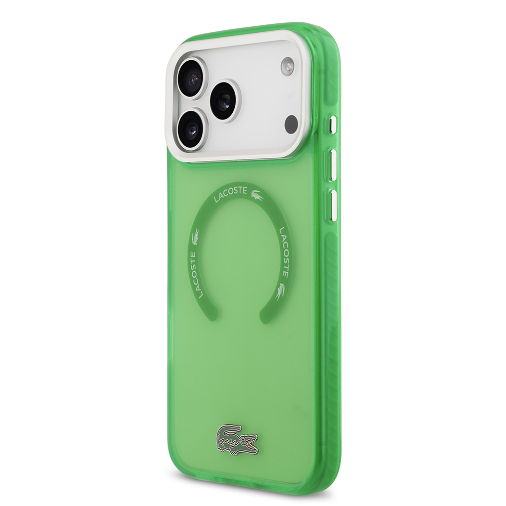 Apple iPhone 17 Pro Max Case Lacoste Original Licensed M-Safe Charging Feature Iconic Crocodile Logo Frosted Cover - 17