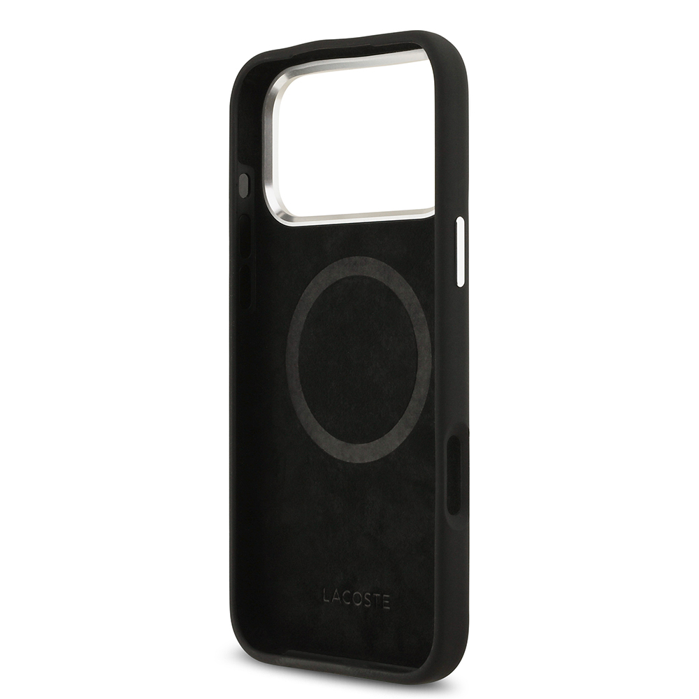 Apple iPhone 17 Pro Max Case Lacoste Original Licensed M-Safe Charging Feature Iconic Logo Metal Camera Frame Silicone Cover - 18