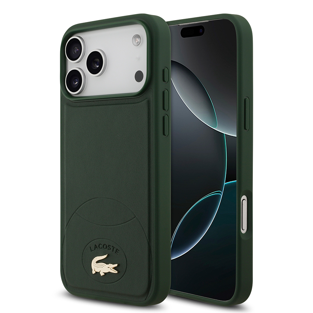 Apple iPhone 17 Pro Max Case Lacoste Original Licensed M-Safe Charging Feature PU Leather Design Metal Logo Cover - 3