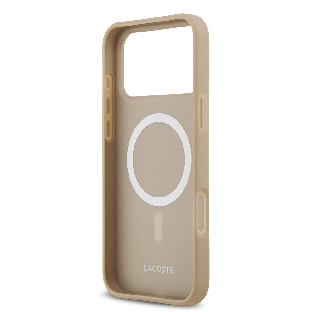 Apple iPhone 17 Pro Max Case Lacoste Original Licensed M-Safe Charging Feature PU Pique Pattern Metal Logo Card Holder Cover - 37