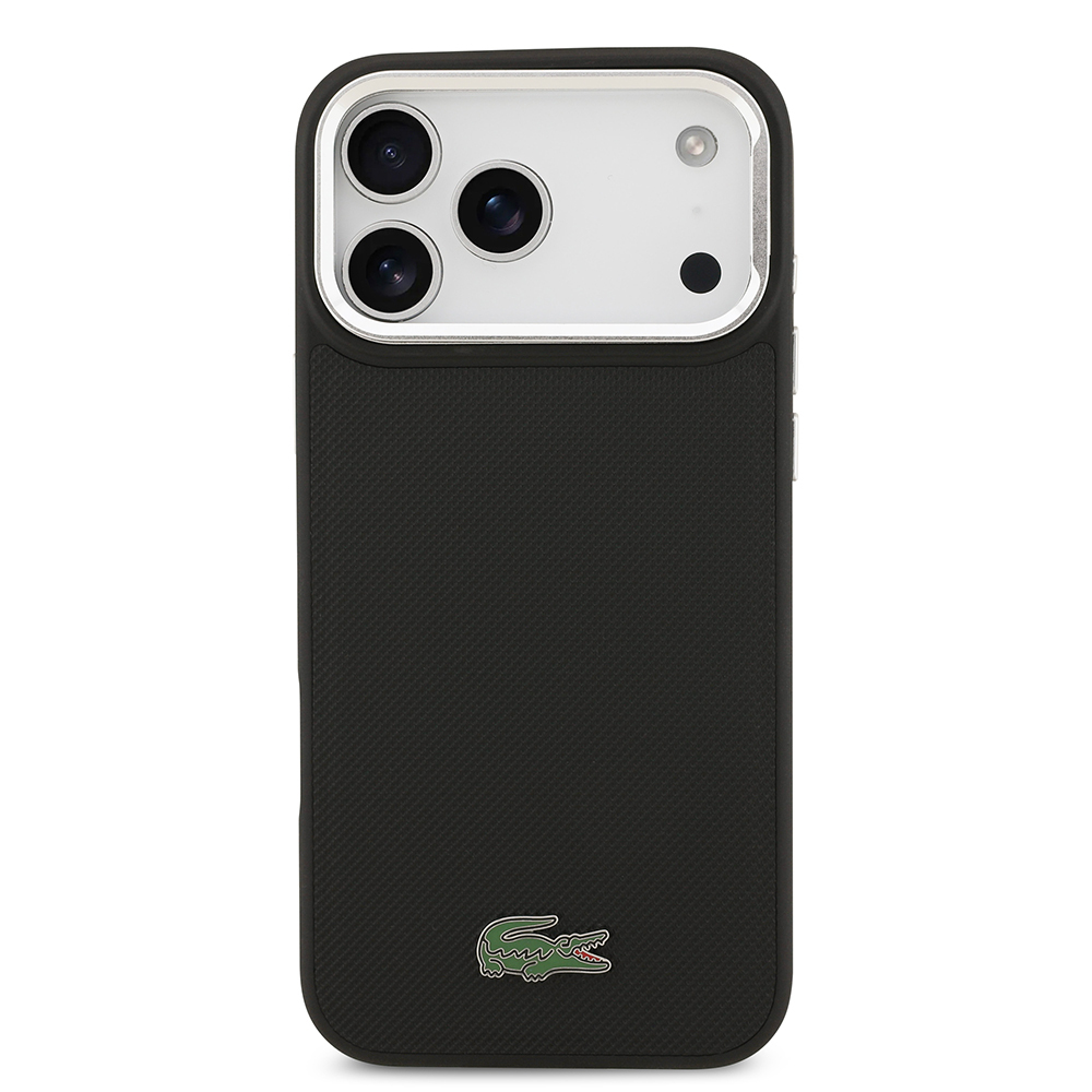 Apple iPhone 17 Pro Max Case Lacoste Original Licensed M-safe Charging Feature PU Pique Pattern Stand Metal Logo Cover - 4