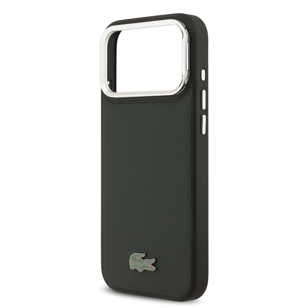 Apple iPhone 17 Pro Max Case Lacoste Original Licensed M-safe Charging Feature PU Pique Pattern Stand Metal Logo Cover - 24