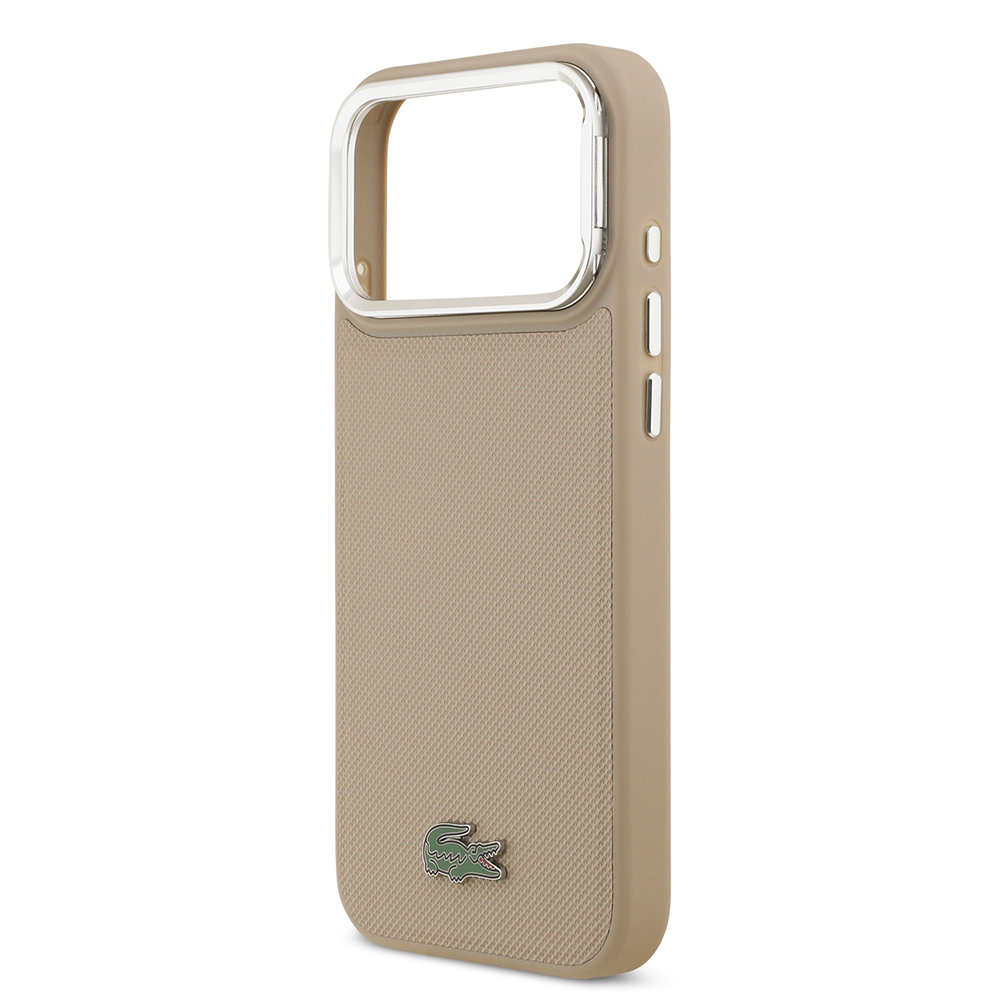 Apple iPhone 17 Pro Max Case Lacoste Original Licensed M-safe Charging Feature PU Pique Pattern Stand Metal Logo Cover - 31