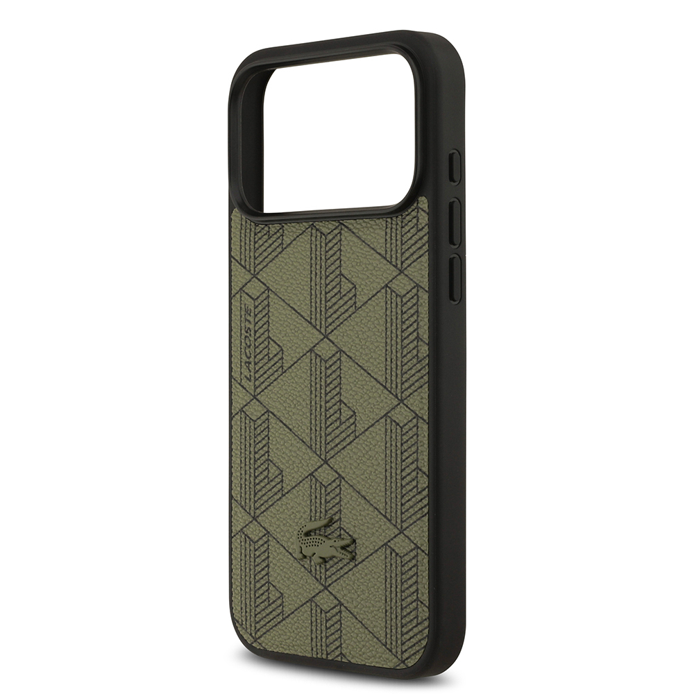 Apple iPhone 17 Pro Max Case Lacoste Original Licensed M-Safe Charging Function PU Leather Design Card Holder Mixed Monogram Pattern Cover - 7