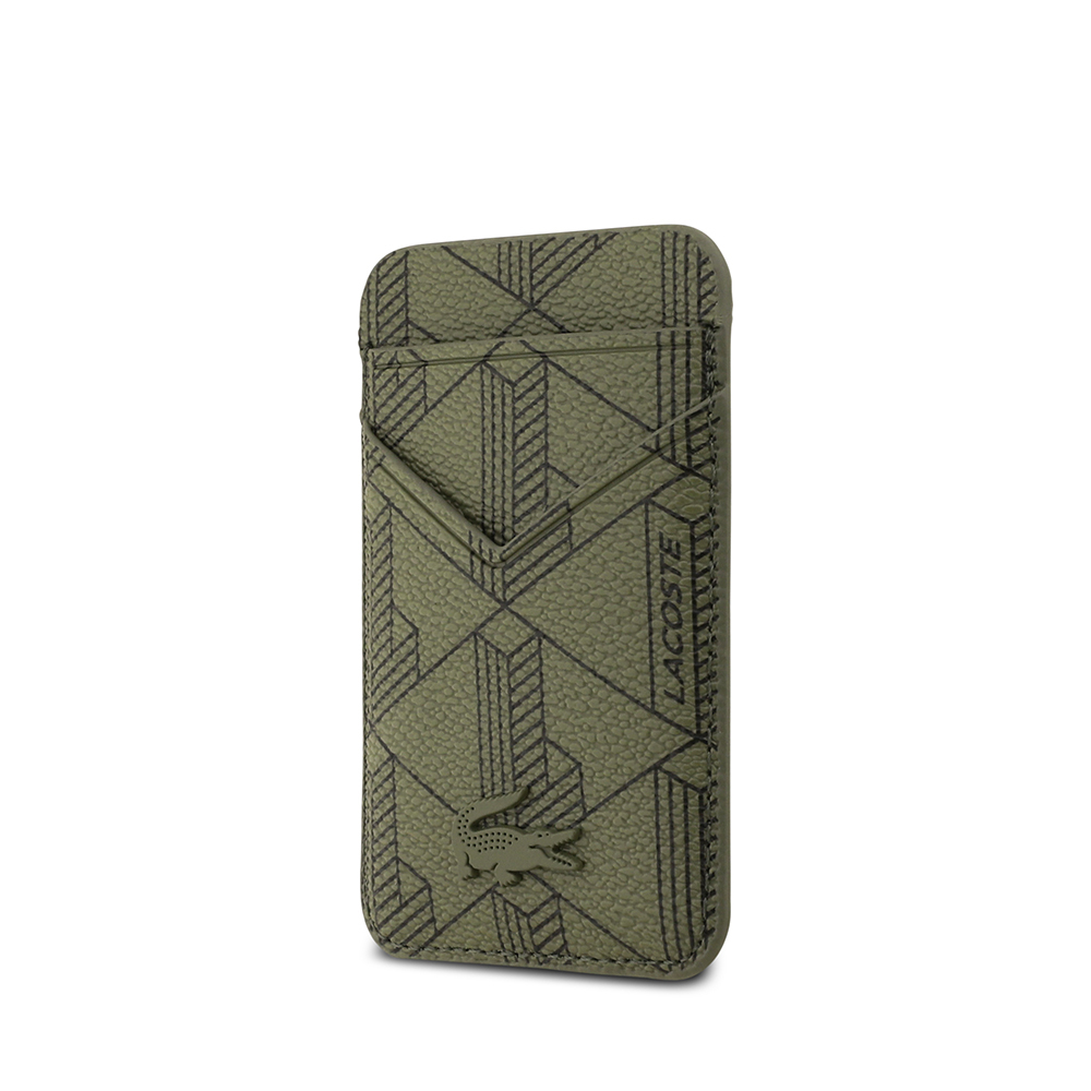 Apple iPhone 17 Pro Max Case Lacoste Original Licensed M-Safe Charging Function PU Leather Design Card Holder Mixed Monogram Pattern Cover - 9