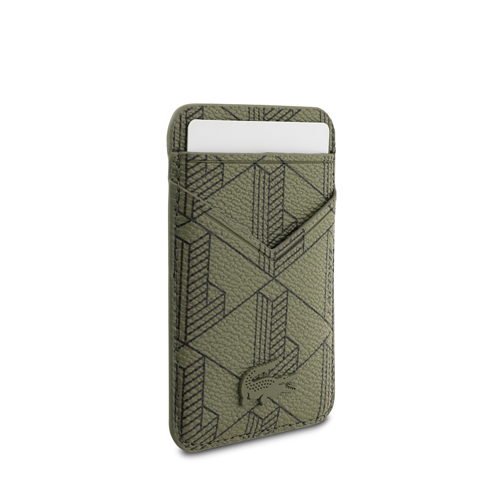 Apple iPhone 17 Pro Max Case Lacoste Original Licensed M-Safe Charging Function PU Leather Design Card Holder Mixed Monogram Pattern Cover - 11