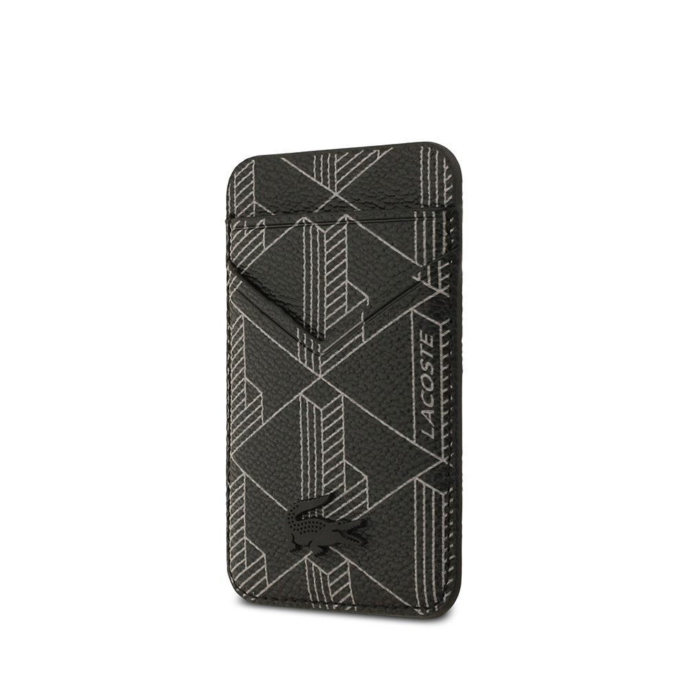 Apple iPhone 17 Pro Max Case Lacoste Original Licensed M-Safe Charging Function PU Leather Design Card Holder Mixed Monogram Pattern Cover - 18