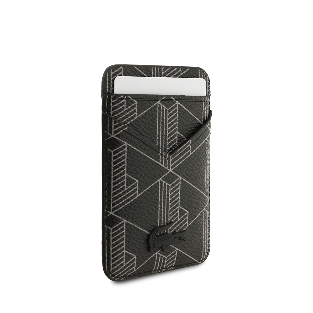 Apple iPhone 17 Pro Max Case Lacoste Original Licensed M-Safe Charging Function PU Leather Design Card Holder Mixed Monogram Pattern Cover - 20