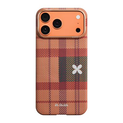 Apple iPhone 17 Pro Max Case M-safe Charging Enabled Aramid Fiber Pitaka Flora in Grid Series Cover Brown