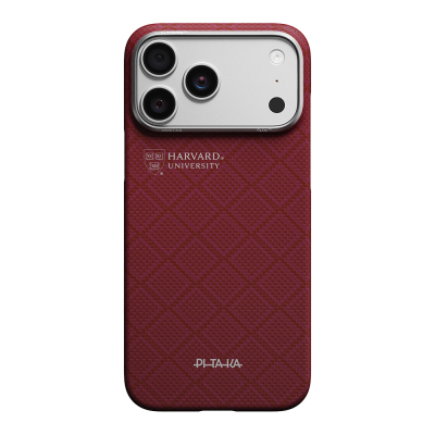Apple iPhone 17 Pro Max Case M-safe Charging Enabled Aramid Fiber Pitaka Harvard University Series Cover Red