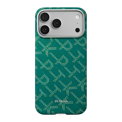 Apple iPhone 17 Pro Max Case M-safe Charging Enabled Aramid Fiber Pitaka Tactile Woven Monogram Series Cover Green