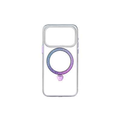 Apple iPhone 17 Pro Max Case M-safe Charging Enabled Glitter Stand Pynana Dancing Circle Trendy Series Cover Purple