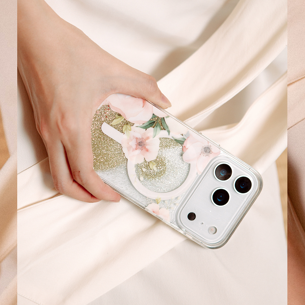 Apple iPhone 17 Pro Max Case M-safe Charging Feature Floral Patterned Glittery Back Surface Coehl Fleurette Cover - 5