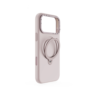 Apple iPhone 17 Pro Max Case M-safe Charging Feature Metal Stand Liquid Silicone Lenses CK223 Cover Pink