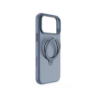 Apple iPhone 17 Pro Max Case M-safe Charging Feature Metal Stand Liquid Silicone Lenses CK223 Cover Blue