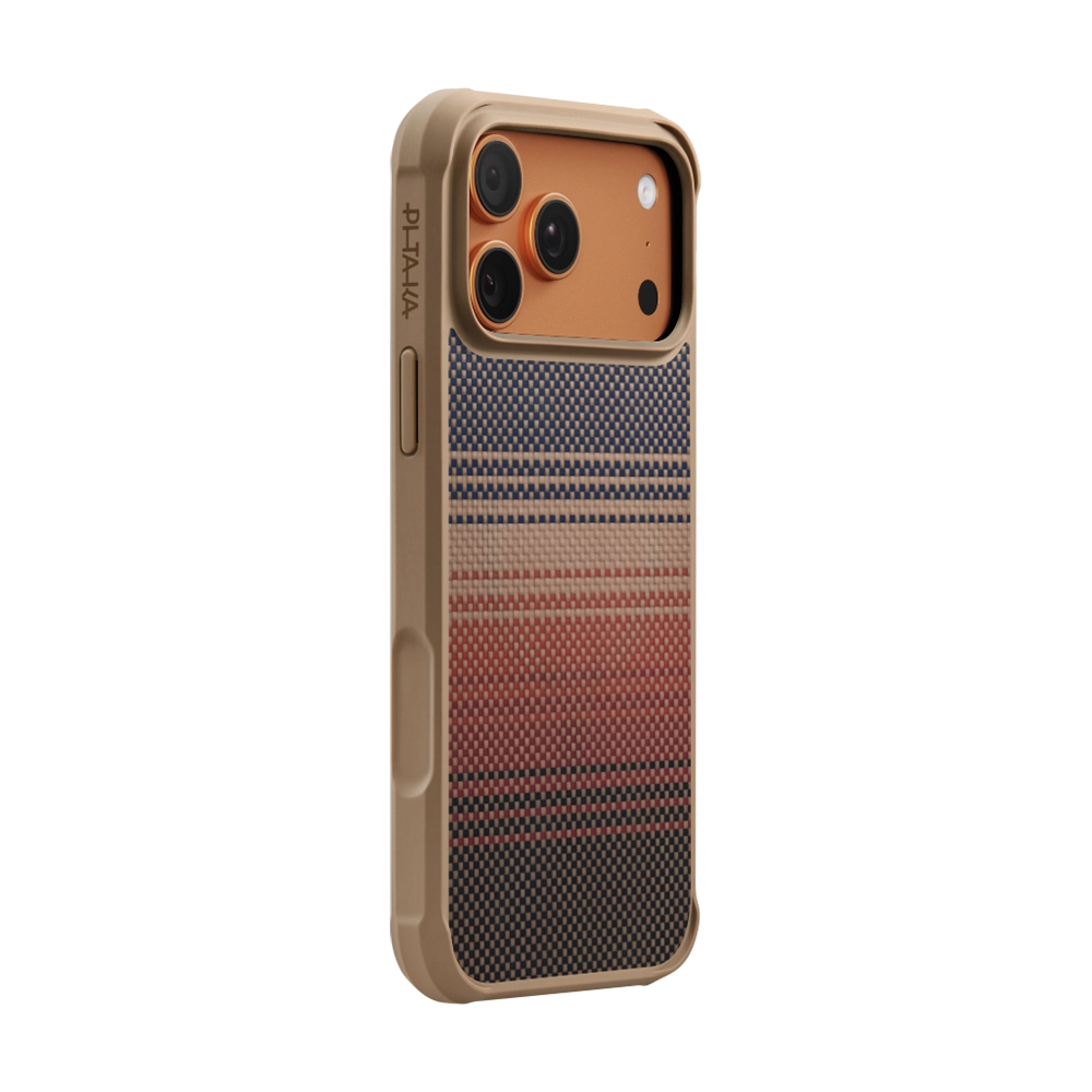 Apple iPhone 17 Pro Max Case M-safe Charging Feature Pitaka Tactile Woven Sunset-Moonrise Aramid Pro Guard Series Cover - 3