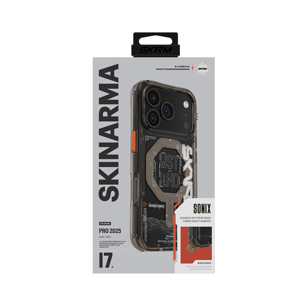 Apple iPhone 17 Pro Max Case M-safe Charging Feature Text Pattern and Airbag Design Skinarma Sonix Cover - 9