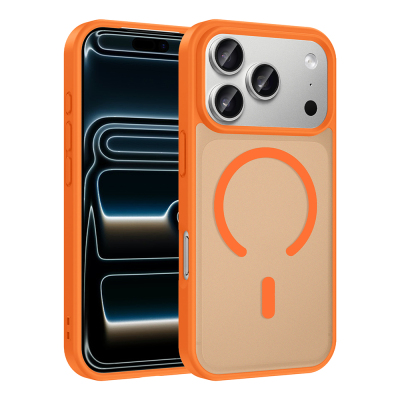Apple iPhone 17 Pro Max Case M-safe Charging Feature Zore Flat Cover Orange