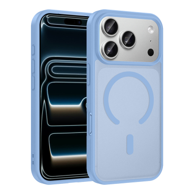 Apple iPhone 17 Pro Max Case M-safe Charging Feature Zore Flat Cover Açık Mavi