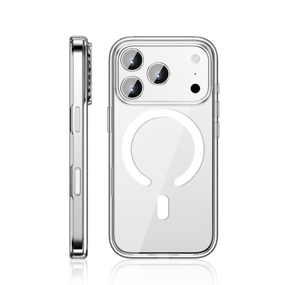Apple iPhone 17 Pro Max Case M-safe Charging Transparent Hard PC Wlons Pita Cover Şeffaf