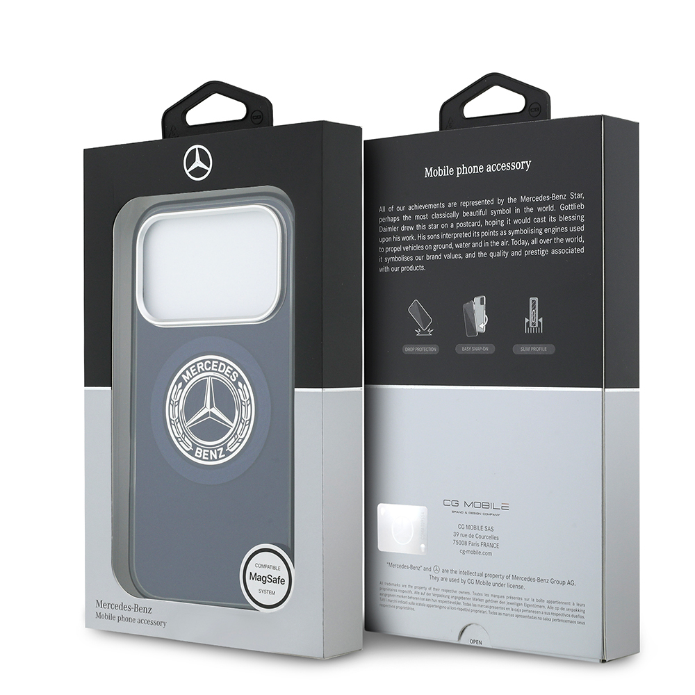 Apple iPhone 17 Pro Max Case Mercedes Benz Original Licensed M-Safe Charging Feature Dual Layer PC Nostalgic Star Design Cover - 30