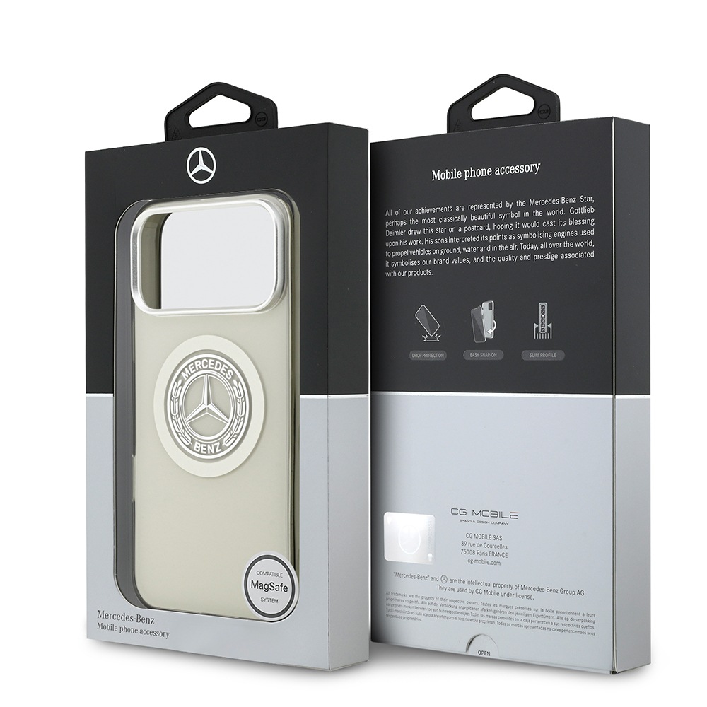 Apple iPhone 17 Pro Max Case Mercedes Benz Original Licensed M-Safe Charging Feature Dual Layer PC Nostalgic Star Design Cover - 32