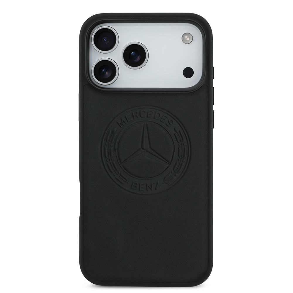 Apple iPhone 17 Pro Max Case Mercedes Benz Original Licensed M-Safe Charging Feature Genuine Leather Nostalgic Star Design Cover - 4