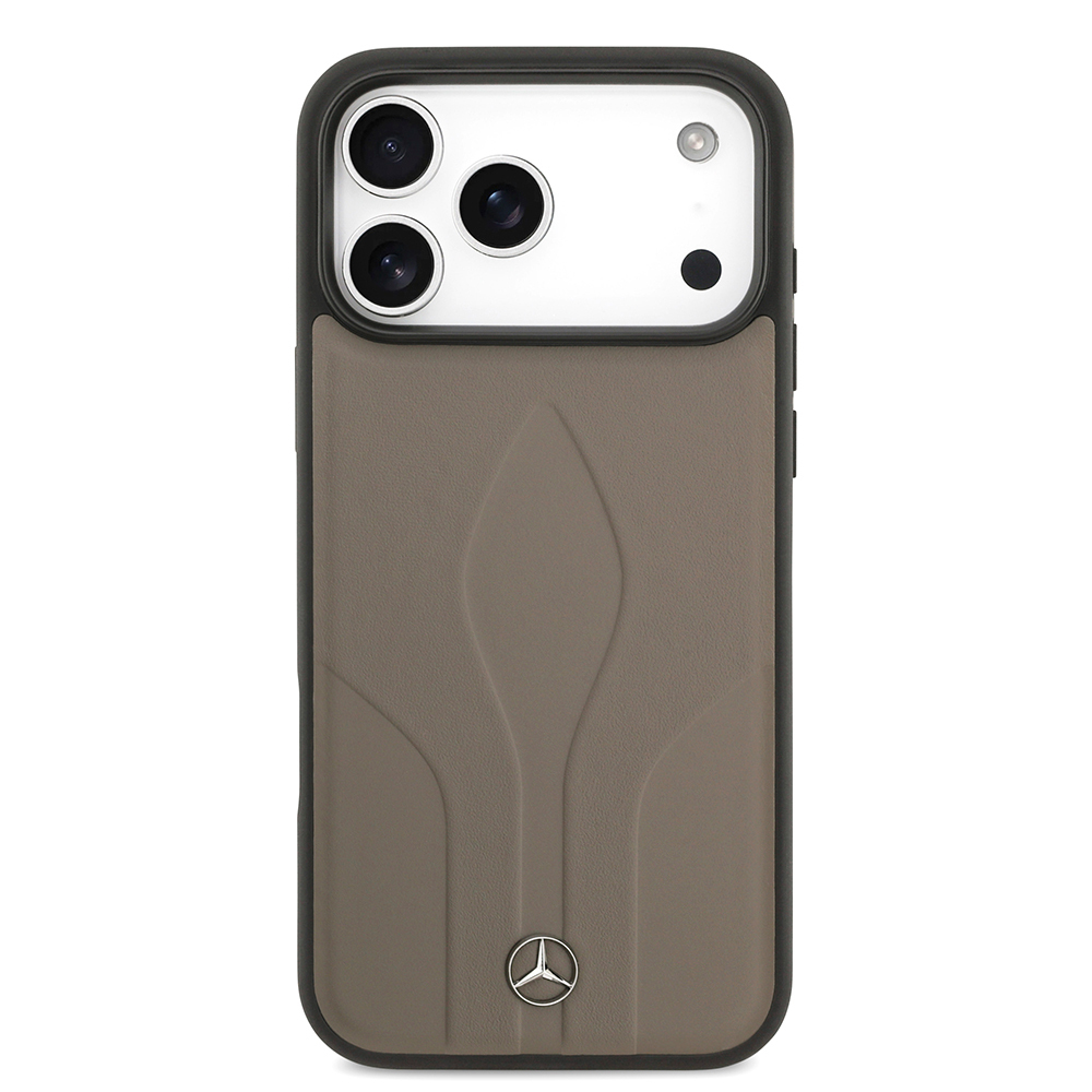 Apple iPhone 17 Pro Max Case Mercedes Benz Original Licensed M-Safe Charging Feature Textured Patterned Leather Cover - 12