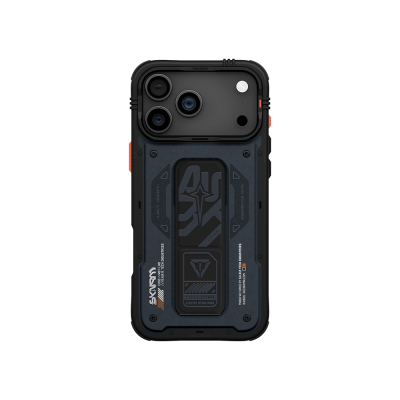 Apple iPhone 17 Pro Max Case Patterned Airbag Design Stand Skinarma Aegis Cover Navy blue