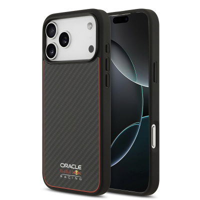 Apple iPhone 17 Pro Max Case Redbull Original Licensed M-safe Charging Function Carbon Fiber Shining Logo Cover Black