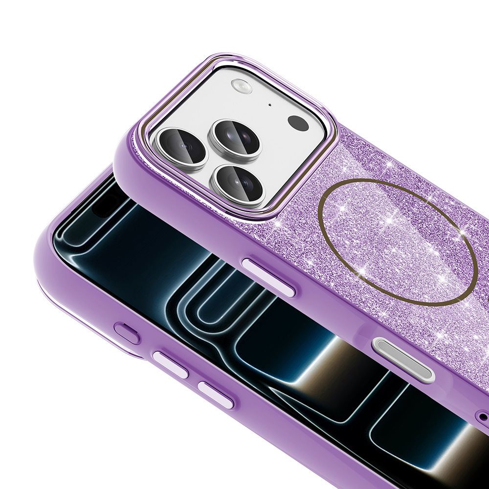 Apple iPhone 17 Pro Max Case Shining Glitter Zore Okso Cover M-safe Charging Feature - 13