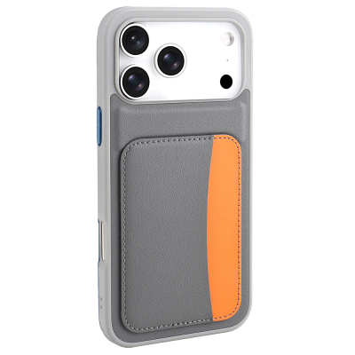 Apple iPhone 17 Pro Max Case with Card Holder Zore X-Card Silicone Cover Dark Grey