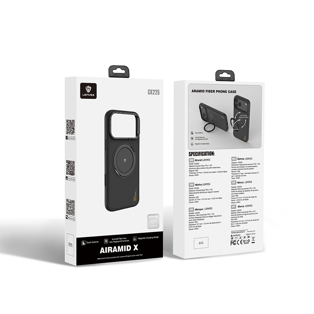 Apple iPhone 17 Pro Max Case with M-safe Charging Feature and Metal Stand Lenyes CK225 Kevlar Cover - 11