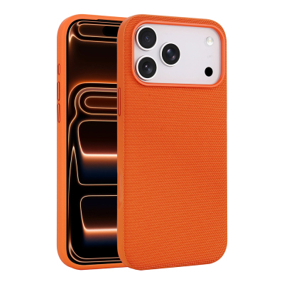 Apple iPhone 17 Pro Max Case with M-Safe Charging Feature, Fabric Design, Zore Miami Hard PC Cover Orange