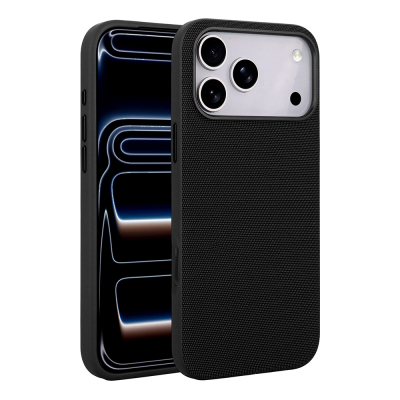 Apple iPhone 17 Pro Max Case with M-Safe Charging Feature, Fabric Design, Zore Miami Hard PC Cover Black