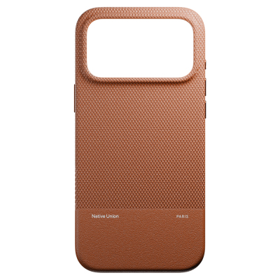 Apple iPhone 17 Pro Max Case with M-safe Charging Feature, Leather Textured Native Union RE Classic Series Cover Brown
