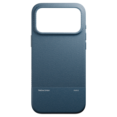 Apple iPhone 17 Pro Max Case with M-safe Charging Feature, Leather Textured Native Union RE Classic Series Cover Navy blue