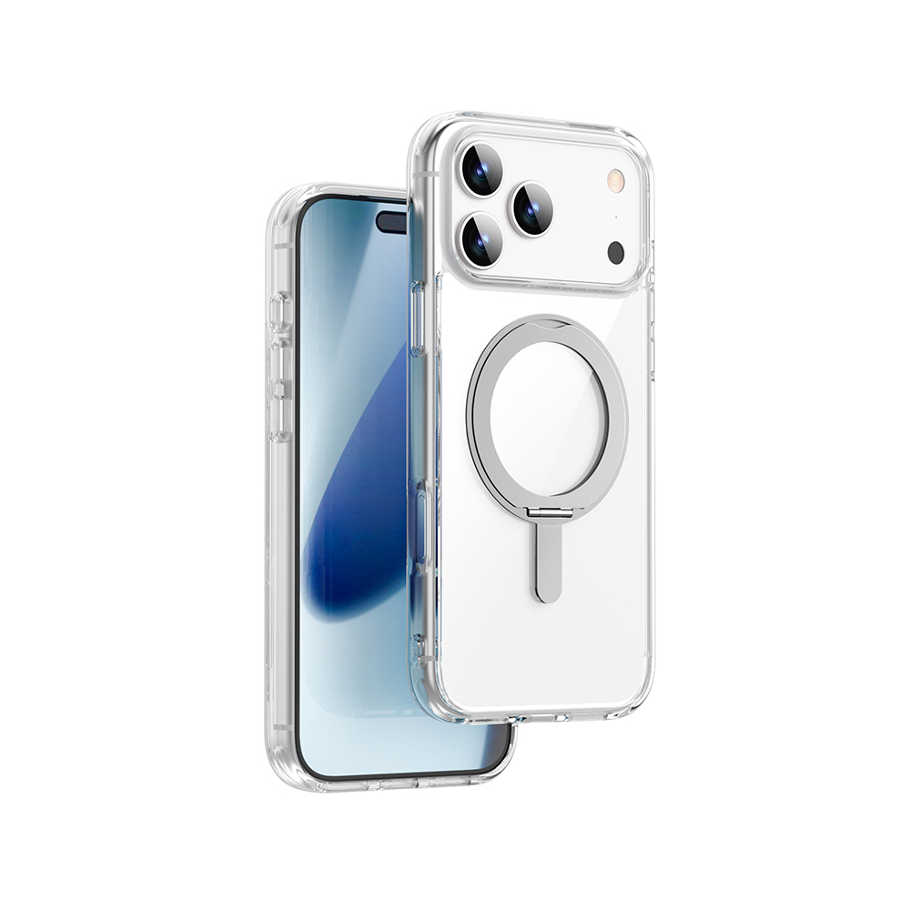 Apple iPhone 17 Pro Max Case with M-safe Charging Feature Wiwu MCC-201 iShield Ultra Series Crystal Hard PC Cover with Stand - 1