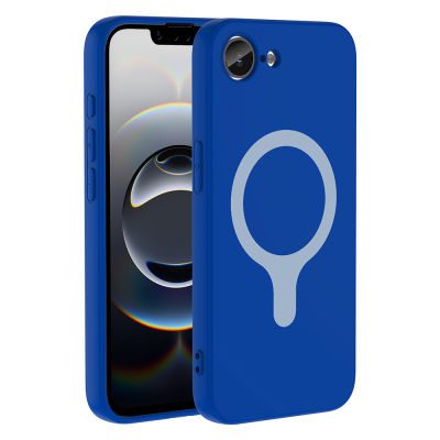 Apple iPhone 17 Pro Max Case with M-Safe Charging Feature - Zore Aris Silicone Cover Saks Blue