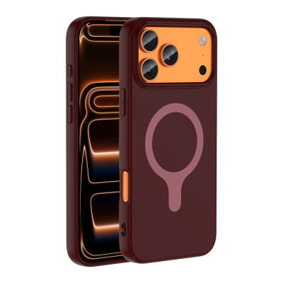Apple iPhone 17 Pro Max Case with M-Safe Charging Feature - Zore Aris Silicone Cover Plum