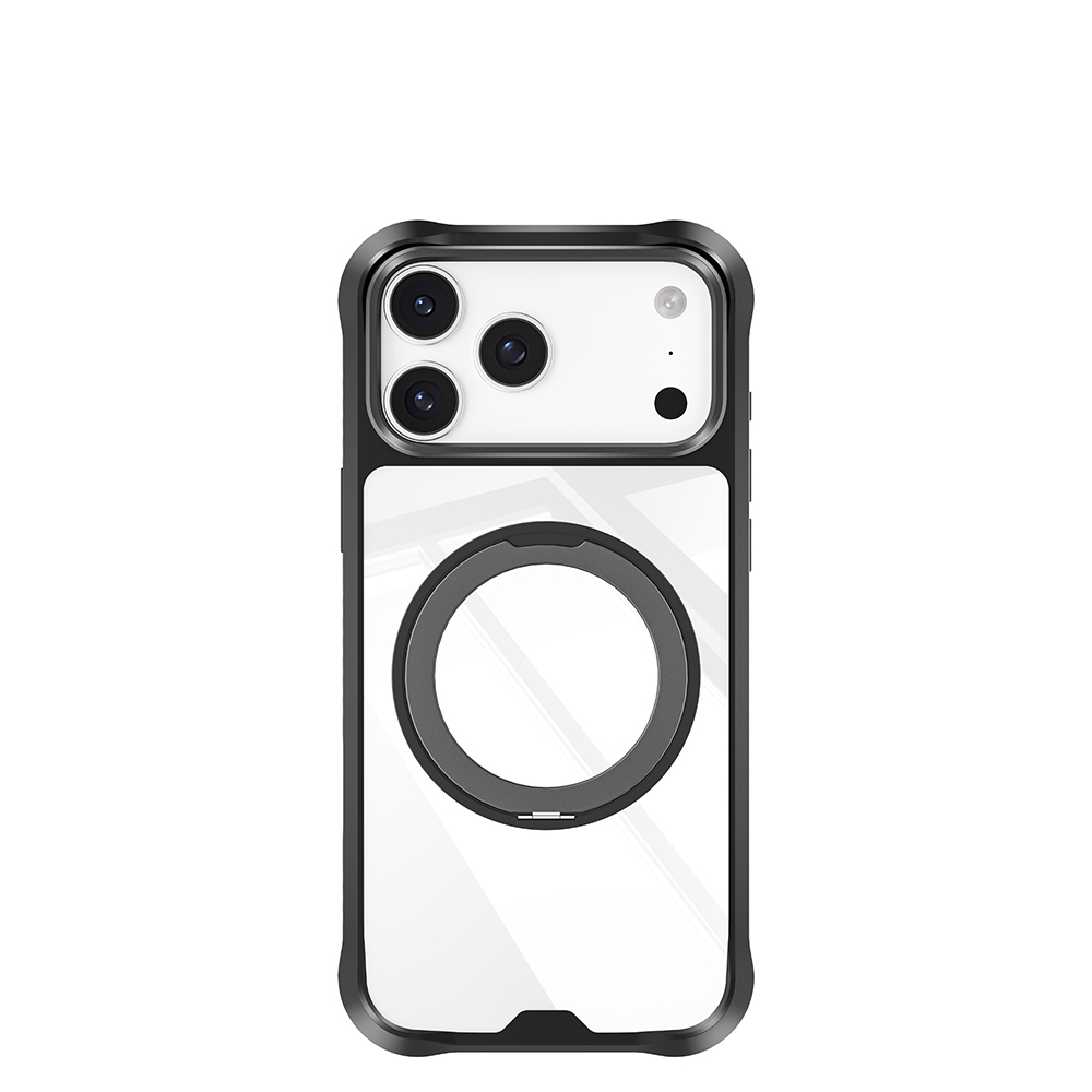 Apple iPhone 17 Pro Max Case with M-safe Charging Finger Ring Stand Airbag Design Mutural Obsidian Series Cover - 8